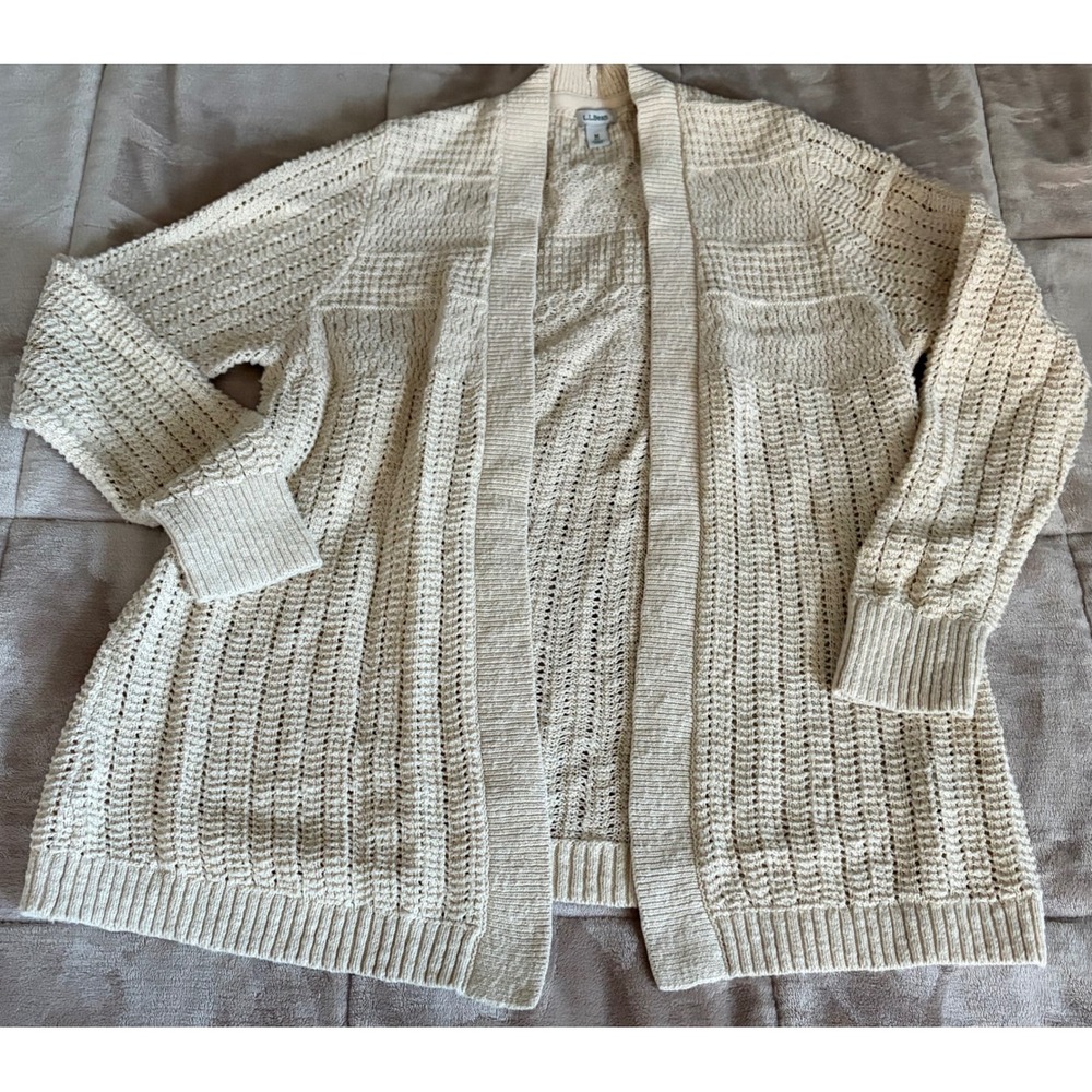 L.L. Bean Open Cardigan Sweater Cotton Women's Size MP
